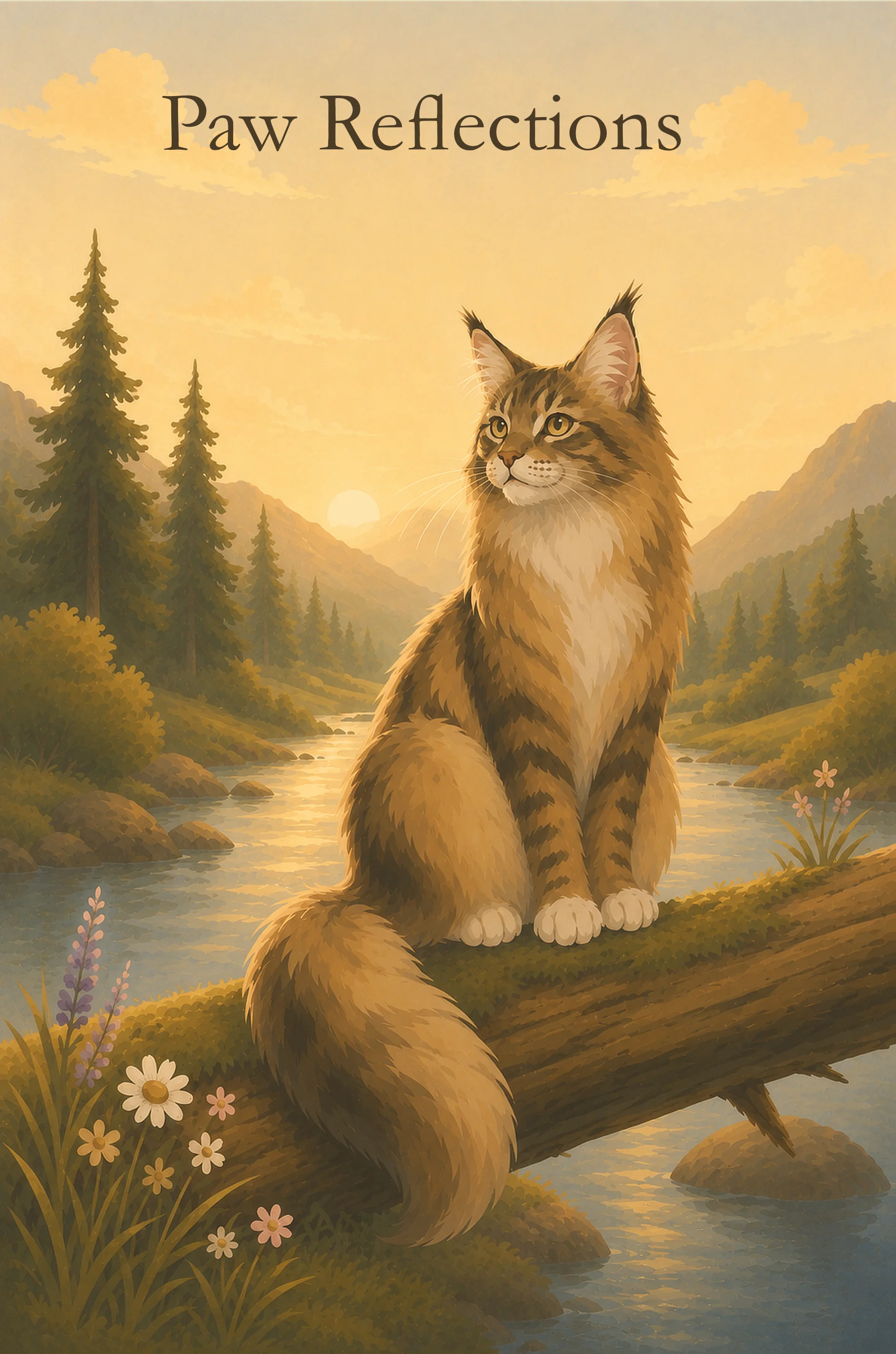 Paw Reflections Maine Coon Edition Journal Cover Paw Reflections Maine Coon Edition journal cover featuring a Maine Coon cat illustration by Phaelory